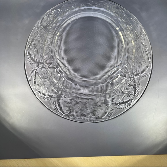 Vintage Large Etched Salad Bowl Floral Leaf Pattern Gift Idea - Picture 7 of 8